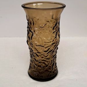Vintage EO Brody smoked glass crinkle tall 9.5”  vase